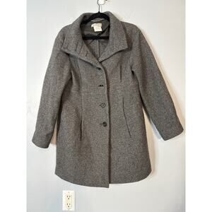 Rene Lezard Wool Single Breasted Coat Jacket Long Sleeve Gary Size EU38/US6-8